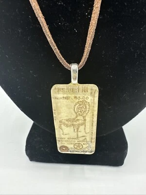 Correa de cuero colgante de vidrio bisutería collar hecho a mano 20" de largo Foto 1 de 4