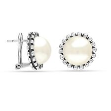 925 Sterling Silver Jewelry Pearl Round Shape Stud Earrings for Women