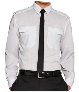 Neu Herren Pilotenhemd formell Büro Knopfleiste Uniformärmel Hemden UK 14,5 - Bild 1 von 1