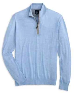 Johnnie-O Sweater Mens XL Blue Quarter Zip Pullover Baron Merino Wool NEW $198 - Picture 1 of 13