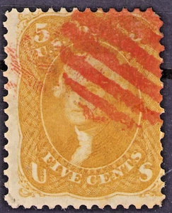 US #67 5 Cent Buff Red Cancel 1861 - Picture 1 of 5