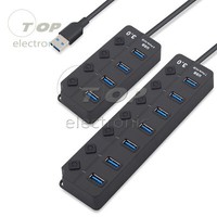 4/7 Port USB 3.0 Hub 5Gbps High Velocity On/Off Switches AC Power Adapter for PC