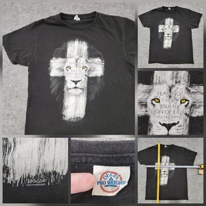 VTG Jesus Bible Quote Kerusso Mens S Small? Lion Cross Black Graphic T Shirt - Picture 1 of 11