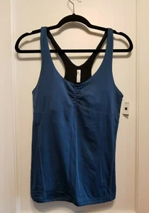 GapFit Athletic Training Shelf-Bra Racer-Back Top, Teal Blue, Nylon, Size M, NWT - Picture 1 of 8