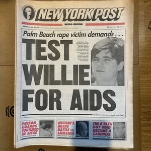 New York Post Newspaper, Free Shipping, 1991 May 30. Test Willie For Aids - Picture 1 of 1