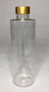 Empty 150ml PET Plastic Cylindrical Bottles + Matt Gold Screw On Cap ANY AMOUNT - Picture 1 of 1