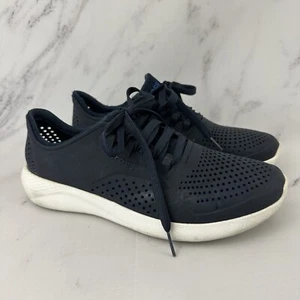 Crocs Lite Ride Womens Sneakers Size 10 Mens 7 Navy Blue White Lace Up Rubber - Picture 1 of 9