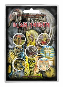 IRON MAIDEN - OFFICIAL BADGE SET BUTTON - SET Early Albums - Picture 1 of 1