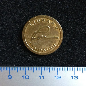 US Pin Badge Lapel LIBRARY CAMPAIGN with signature Finely Engraved.Brass. - Picture 1 of 2
