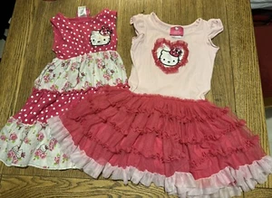 Princess Hello Kitty MACY'S Lot Of 2 Pink Tutu Dress Size 4 Rose Dot Dress Sz5 - Picture 1 of 24