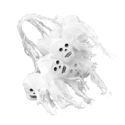1 set di luci modellanti a forma di teschio di garza da 20 LED per Halloween - Immagine 1 di 4