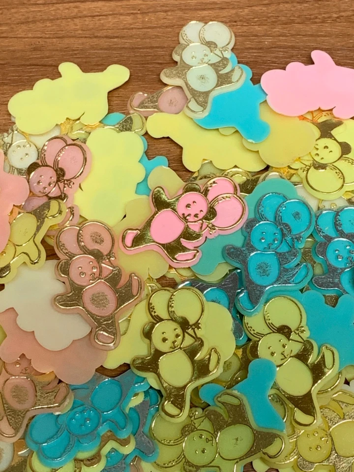 100 berloque balão urso vintage plástico plano Favor confete capia - Imagem 1 de 2