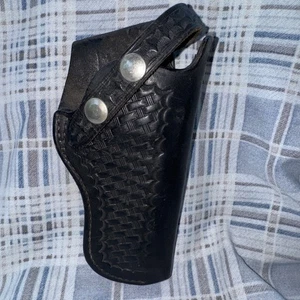 Vintage Bianchi Basket Weave Large Revolver S&W #10 Leather Holster. (T10). - Picture 1 of 14