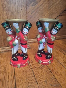 2 Retired Party Lite Toy Soldier Christmas Taper Candle Holders * Please Read* - Picture 1 of 16