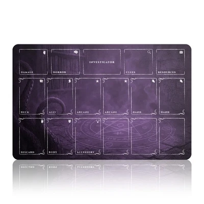Tapete para jogador de cartas de terror Arkham – 17x11” tapete investigador LCG bordas costuradas - Imagem 1 de 4