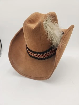 Sombrero de Vaquero de Colección United Hatters Union Marrón Gamuza Cuero Talla M 22.5" Pluma Foto 1 de 4