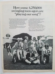 1966 Metropolitan Life Insurance swingin teenager guitar football cheerleader ad - Picture 1 of 1