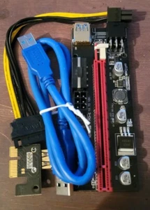 VER009S PCI-E Riser Card PCIe 1x 16x USB Kabel  - Bild 1 von 2