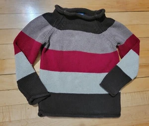 Baby Gap Boys Striped Roll Neck Pullover Sweater Size 4 Brown/Red/Tan Stripe - Picture 1 of 5