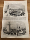 1859 illustrated london news print ! the great eastern at holyhead pier