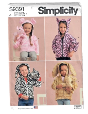 Simplicity S9391 Sewing Pattern Toddler Hood Jackets, Small Plush Animals 1/2-4 - Image 1 of 4