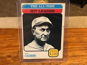 1973 Topps Baseball Ty Cobb All Time Batting Leader Card #475 VG EX - Picture 1 of 4