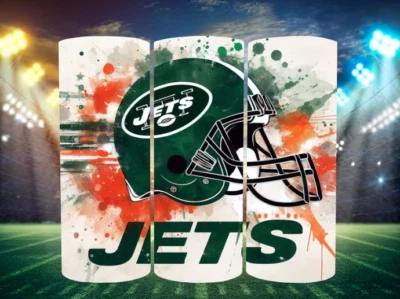 New York Jets  Stainless Steel  Drink Tumbler Metal Straw - 20 Oz- Ink Splatter - Image 1 of 3