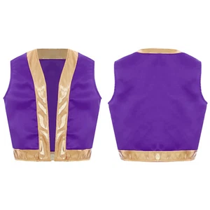 Kids Santa Claus Elf Vest Christmas Costume Shiny Faux Fur Open Front Waistcoat - Picture 1 of 71