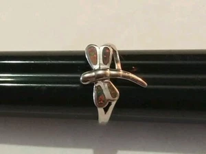 Sterling Silver Opal Inlay Dragonfly Ring Size 7 - Picture 1 of 12