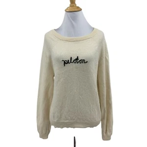 White + Warren Peloton Sweater Womens L Large Cream Cashmere Crew Neck Pullover - Picture 1 of 10