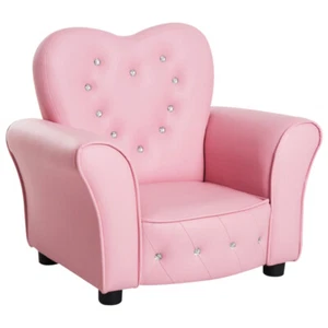 Kids Sofa Toddler Tufted Upholstered Sofa Chair Princess Couch with Diamond - Picture 1 of 10
