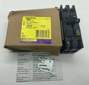 New Square D QOU2100 2 Pole 100 Amp 120 240V QOU Tin Rail Yellow Circuit Breaker - Picture 1 of 14