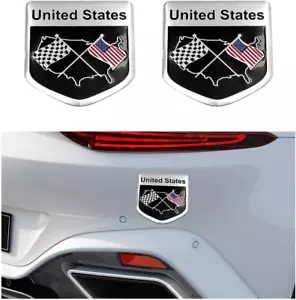 2PCS American Flag 3D Metal Decal, Aluminum Alloy Car Emblem Stickers Patriotic - Picture 1 of 12