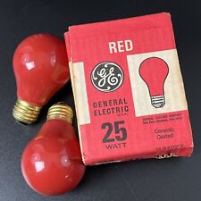 2 Vintage General Electric GE 25 Watt keramikbeschichtete Glühbirnen rot geprüfte Arbeit