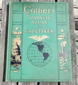 Collier's World Atlas and Gazetteer Book 1943 WWII Vintage Hard Cover - Picture 1 of 8