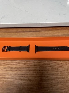 Oryginalny pasek Hermes Apple Watch czarny noir swift skóra 42mm / 44mm - Zdjęcie 1 z 8