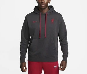Felpa con cappuccio Nike uomo Liverpool FC Club pile media grigio scuro nuova con etichette FD7171-061 - Foto 1 di 6
