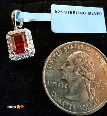 NUEVO CON ETIQUETAS 1 CTW Genuino Moissanita Rojo Corte Esmeralda Colgante Minorista $675 ~ ¡IMPRESIONANTE! ~ Foto 1 de 4