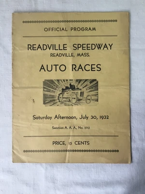 Original Official Program Readville Speedway 1932 A.A.A. Auto Races Boston, MA - Image 1 of 4