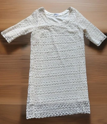 Pip & Vine Rosie Pope Ivory Lace Overlay Lined Maternity Shift Dress Women’s L - Image 1 of 4