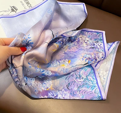 Bufanda 100% Seda Morera 53X53cm Pañuelo Mantón Envolvente Bandana Estampado Floral Nuevo Foto 1 de 4