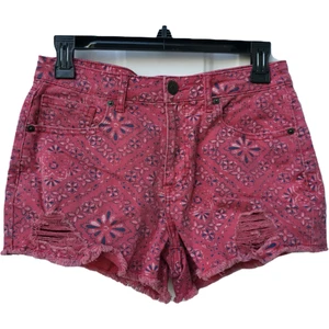 Tokyo Darling Jean Shorts Distressed Shorty Women's Size 4 Red Cutoff Paisley - Picture 1 of 6