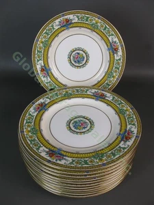 12 Antique Minton Haindpainted Multicolor Floral 8.75" Salad Luncheon Plate Set - Picture 1 of 6