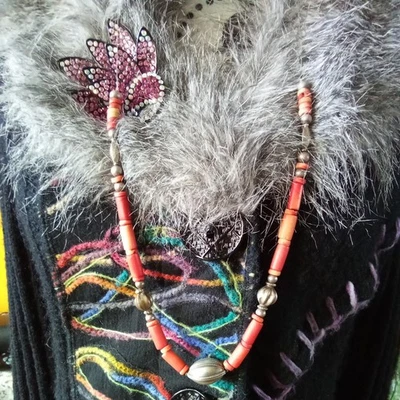 Indian silver and Himalayan coral necklace No32 - Image 1 of 4