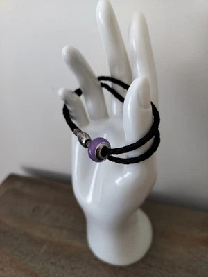 925 Sterling Donatella  Leather Bracelet  1 Charms - Signed Women's  - Image 1 of 4