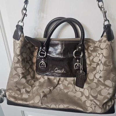 Coach Ashley Signature Sateen Monogram Carryall Beige Tan Y2K Shoulder Bag - Image 1 of 4