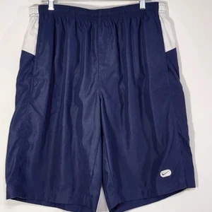 Nike Swim Trunks Sz XL Navy White Swim Shorts Swoosh Pool Surf Beach - Picture 1 of 15