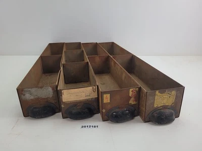 4x Schubladen Sortier-Kästen Loft Muschelgriff Metall Deko Küche antik #2512181 - Bild 1 von 4