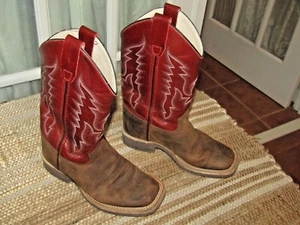 Cody James Burgundy Leather Pull On Square Toe Western Boots Youth sz 3.5 - Picture 1 of 9