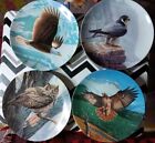 Lot of 4 VINTAGE Birds Of Prey Edwin Knowles Plates HAWK Falcon OWL Bald Eagle 